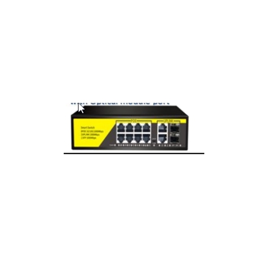 12-портов PoE мрежов комутатор; 8 х 10/100Mbps Fast 
Ethernet порта