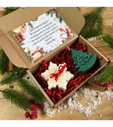 Коледна кутия елхичка и снежинка  вариант 1