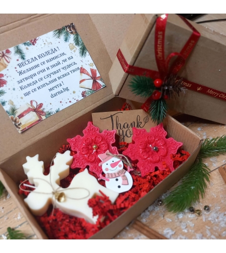 Коледна кутия - еленче и снежинка 
