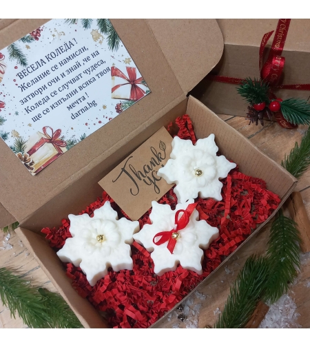 Коледна кутия снежинки 3бр - вариант 3