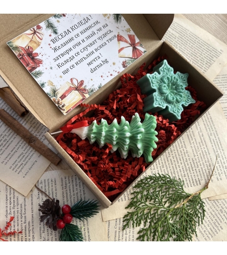 Коледна кутия елхичка и снежинка вариант 2