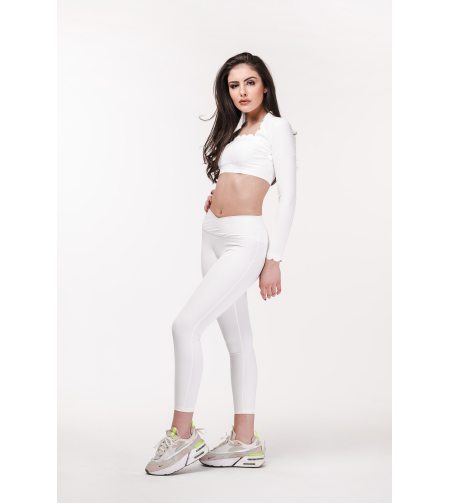 Сет за йога и пилатес Waves Long Sleeve in Ivory White