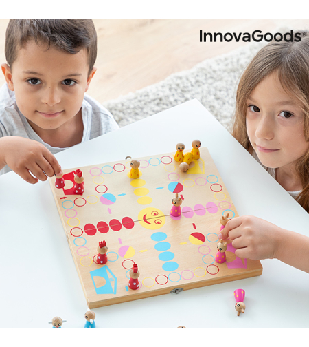 Дървен комплект за маса с животни Pake InnovaGoods 18 части