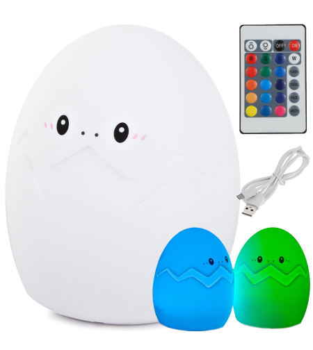 Детска нощна лампа led egg rgb дистанционно управление usb