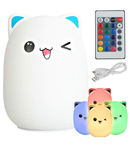 Детска нощна лампа led cat kitty rgb pilot