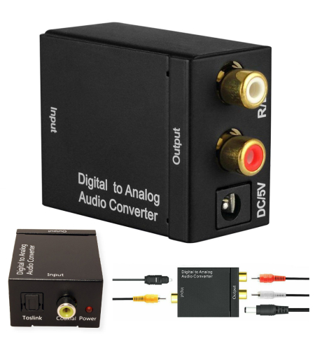 Toslink spdif към 2x чинч rca оптичен преобразувател