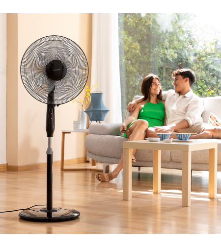 Стоящ Вентилатор с Дистанционно Управление InnovaGoods Airstreem Черен 45 W