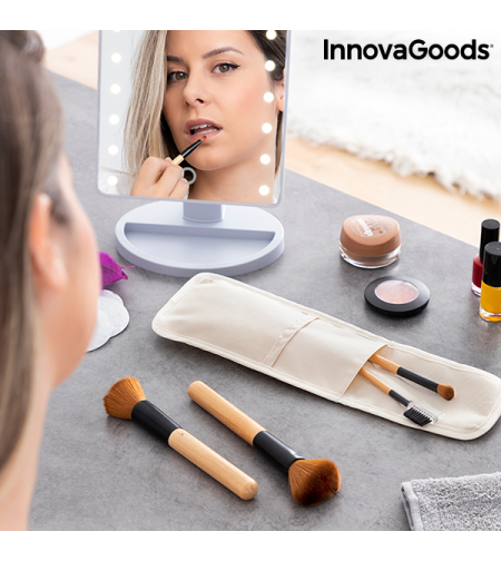 Комплект Четки от Дърво за Грим с Калъф за Носене Miset InnovaGoods 5 Части