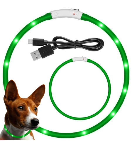 LED светещ нашийник за кучета и котки, USB регулиране