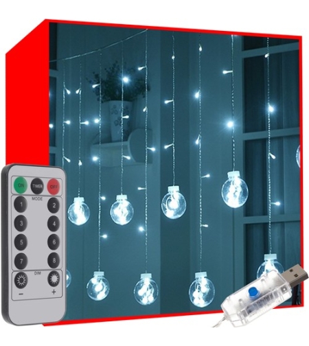 Светлинна завеса 108LED USB - студено бяло KŚ19770