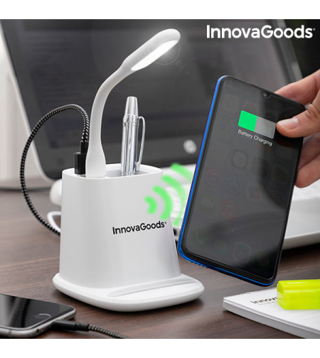 Безжично Зарядно Устройство с Поставка-Органайзер и USB LED лампа 5 в 1 DesKing InnovaGoods