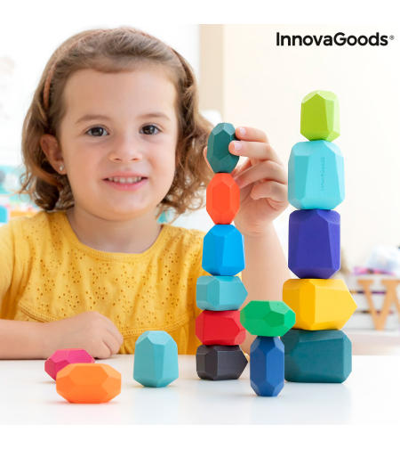 Подреждащи се Дървени Балансиращи Камъни Wotonys InnovaGoods 16 Части