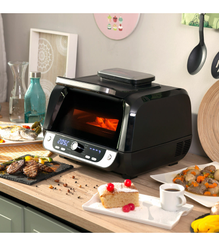 Фритюрник без масло с грил, аксесоари и книга с рецепти InnovaGoods Air Fryer Fryinn 12-in-1 6000 Черен Стомана 6 L 3400 W