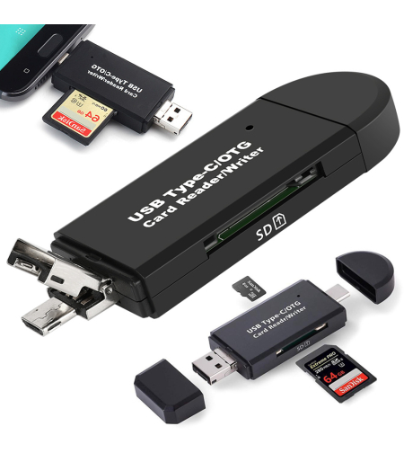 Четец на SD карти microsd tf usb usb-c micro usb 3в1