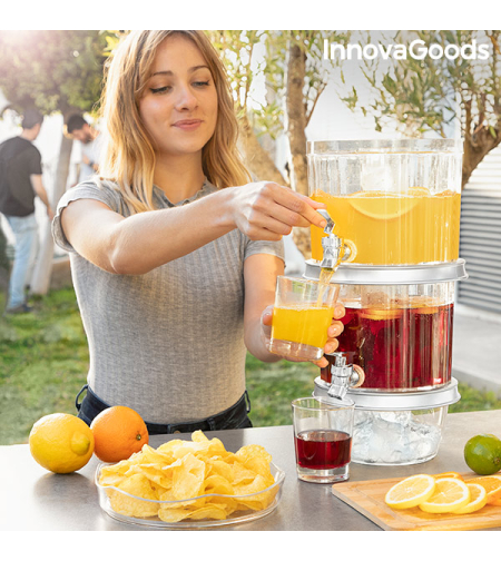 Двоен Дозатор за Напитки с Резервоари за Лед и Поднос за Аперитив TwinTap InnovaGoods