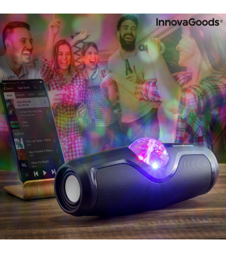 Безжичен акумулаторен високоговорител с диско светлини Waflash InnovaGoods