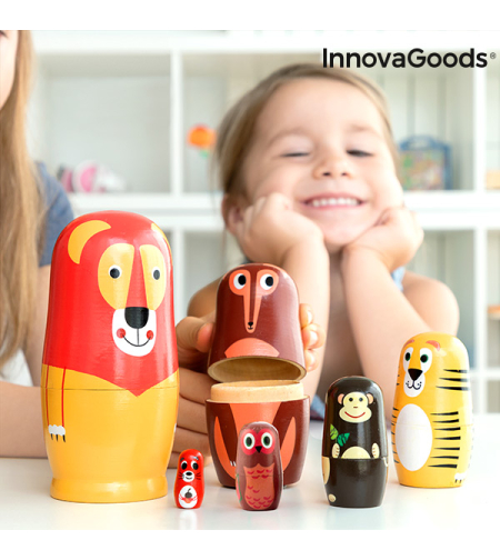 Дървена матрьошка с фигурки на животни Funimals InnovaGoods 11 части