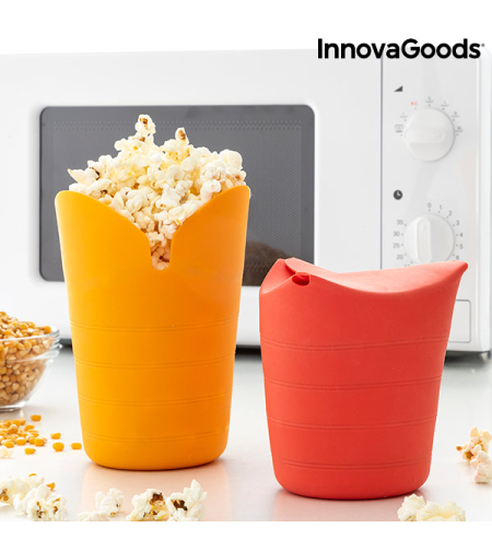 Сгъваема Силиконова Машина за Пуканки Popbox InnovaGoods (опаковка от 2)
