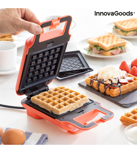 Машина за Вафли и Сандвичи 2 в 1 с Рецепти Wafflicher InnovaGoods