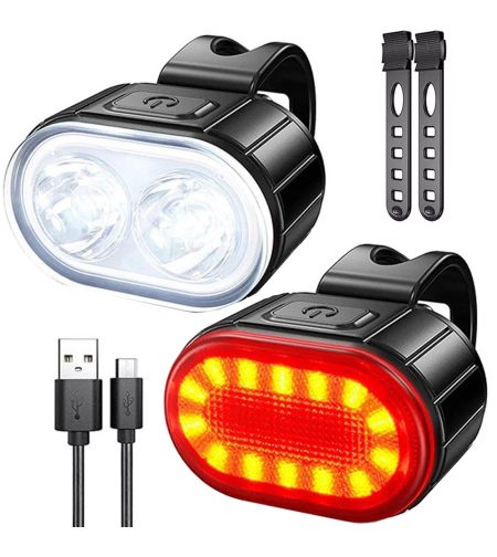 Велосипедна светлина предна задна led за кормило на велосипед силна usb ярка