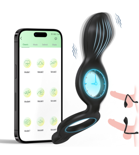 APP-Controlled 3-in-1 Vibrating Penis Ring – Dual Motors, 9 Frequencies, and Exercise Tracking
