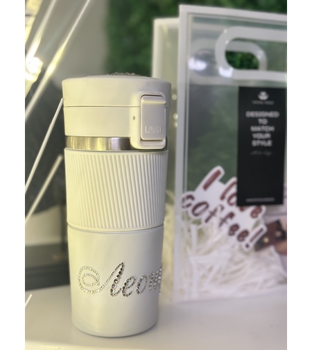 Персонализирана термо чаша с кристали – 400 ml