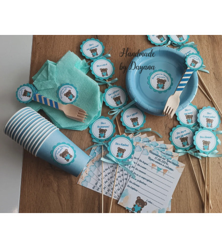 Вилица с декорация '' Мече със синьо сърце ''