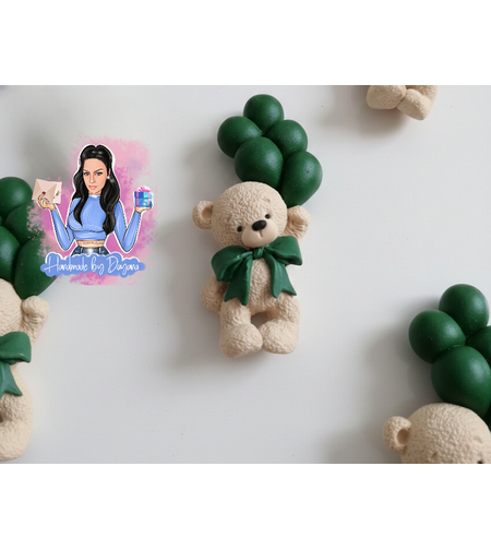 Подаръци за гости - мече с балони (тъмно зелени)