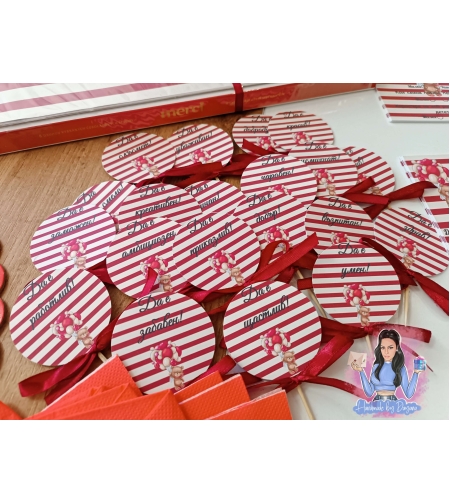 Топери с пожелания ''Мече с балони в червено''