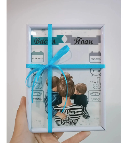 Бебешка визитка в рамка '' Близнаци'' А4