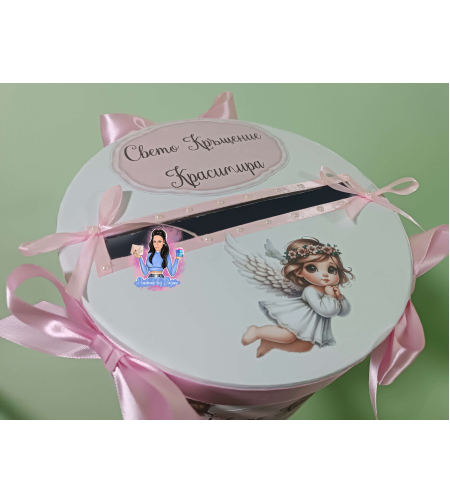 Кутия за парични подаръци и картички '' Ангелче - розово''