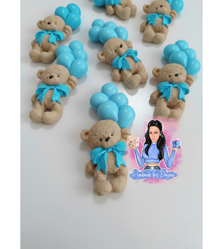 Подаръци за гости - мече с балони (сини)