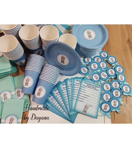 Чаши с персонализирана декорация - Сиво мече / Me to you