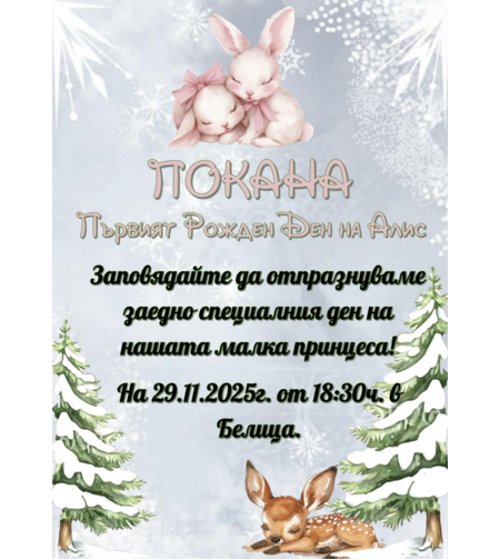 Покани на тема ''Зимна приказка''