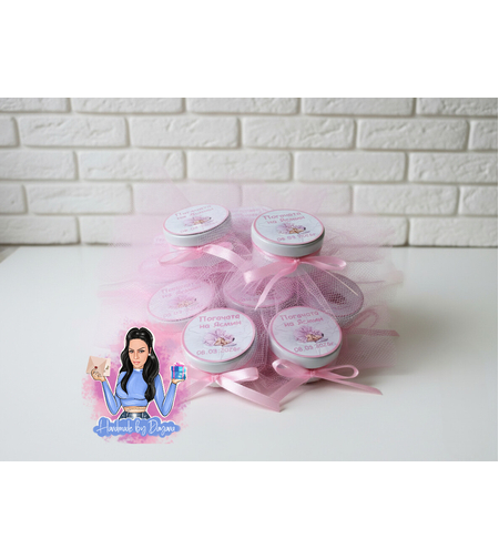 Бурканче със соева свещ и персонализирана декорация ''Бебе в розово