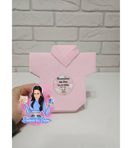 Салфетка във формата на боди '' Зайче с рокличка''