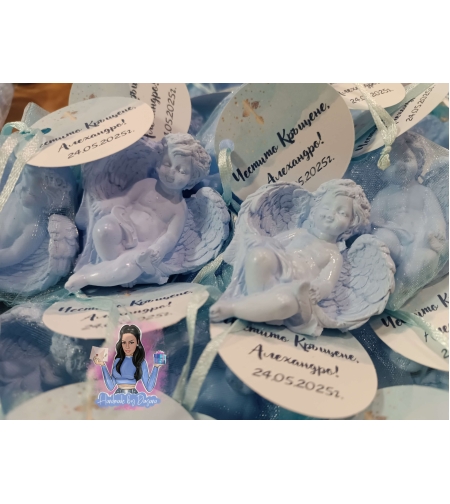 Подаръчета за гости - сини ангелчета