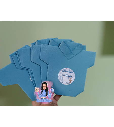 Салфетка във формата на боди с декорация ''Мече с балони в синьо '' 2