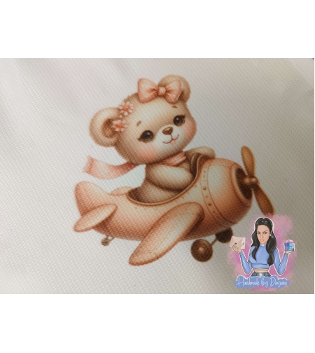 Кърпа (месал) за бебешка погача - '' Мече пилот (розово) ''