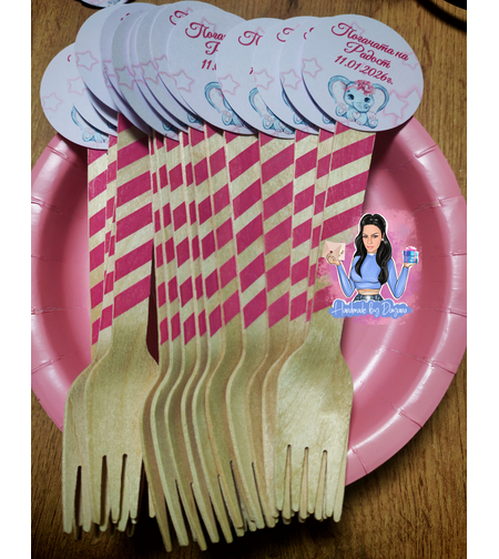 Вилица с декорация - '' Слонче в розово ''