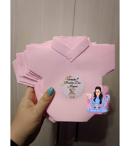 Салфетка във формата на боди с декорация ''Мече с рокля ''