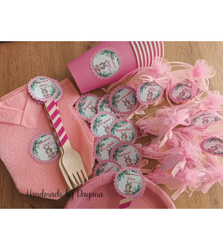 Вилица с декорация '' Зайче със зелени листа ''