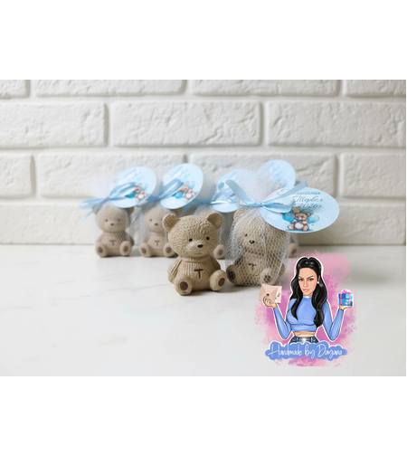 Подаръчета за гости - мече с кафява буквичка