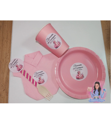 Вилица с декорация '' Бебе с розова панделка ''