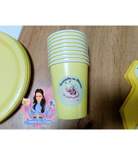 Чаша с декорация '' Пчеличка - жълто ''