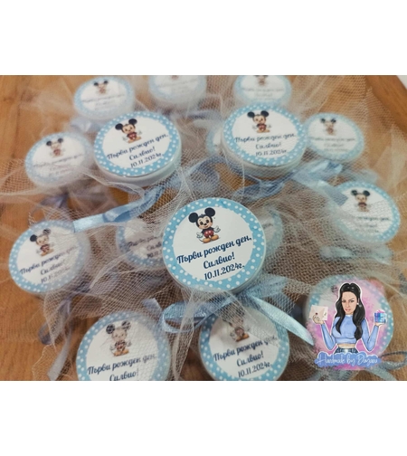 Бурканче със соева свещ и персонализирана декорация ''Мики Маус''