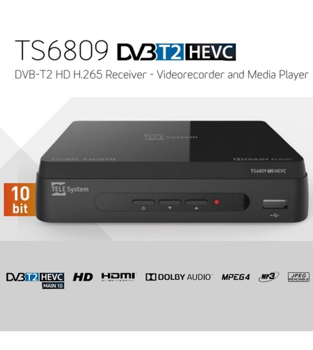 ПРИЕМНИК ЗА ЦИФРОВА ЕФИРНА ТЕЛЕВИЗИЯ TELE SYSTEM TS6809, DVB-T, DVB-T2, DOLBY AUDIO