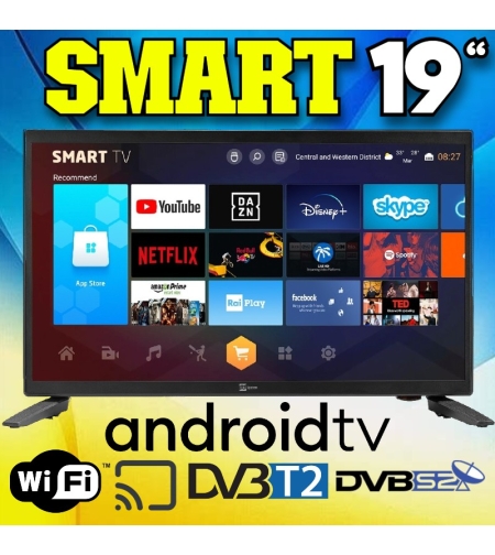 Телевизор на 12 волта Андроид, Смарт Tele System NC-SMART19 LX SLIM, 19 инча, Wi-Fi