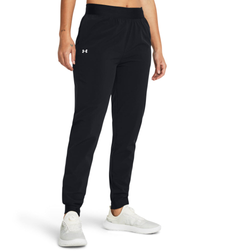 UA RIVAL HI RISE WOVEN PANT Black White Women