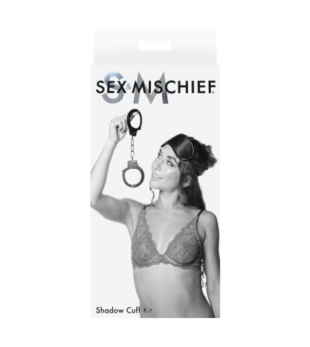 Черни белезници и маска за очи Sex & Mischief Sportsheets Shadow